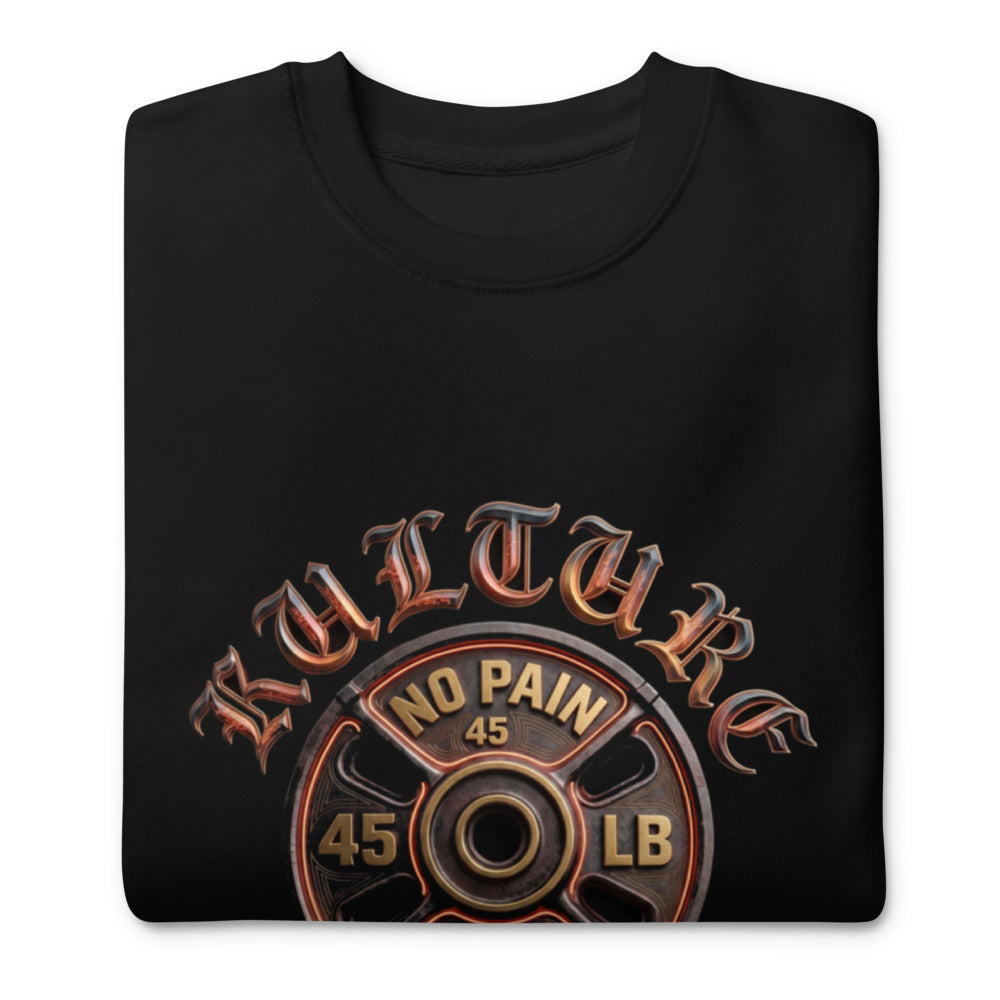 Suéter negro Kulture No Pain No Gain Lifting Club doblado