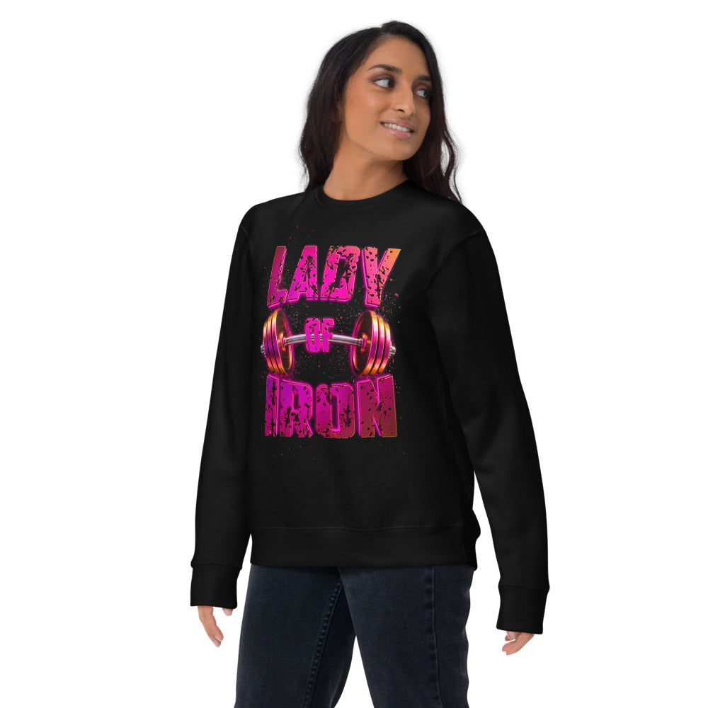 Suéter negro Lady Of Iron Barbell Typography lifestyle mujer