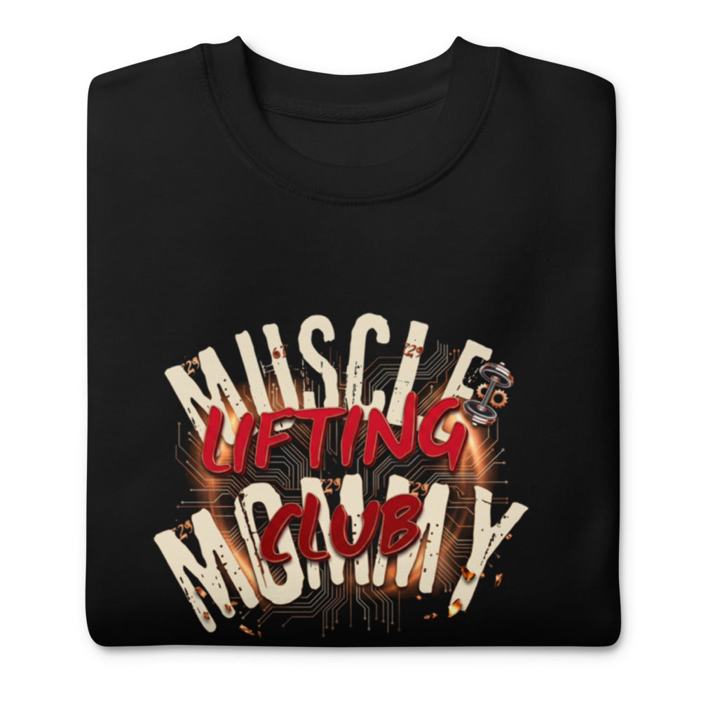Suéter negro Muscle Mommy Lifting Club Circuit Text doblado