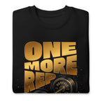 Suéter negro One More Rep Barbell Typography doblado