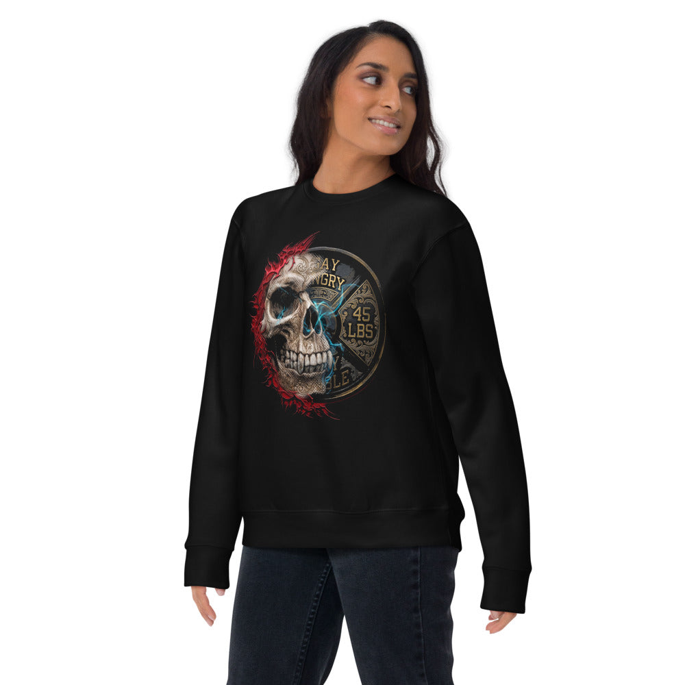 Suéter negro Skull 45 LBS Gym Plate Emblem lifestyle mujer