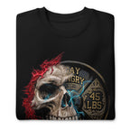 Suéter negro Skull 45 LBS Gym Plate Emblem doblado