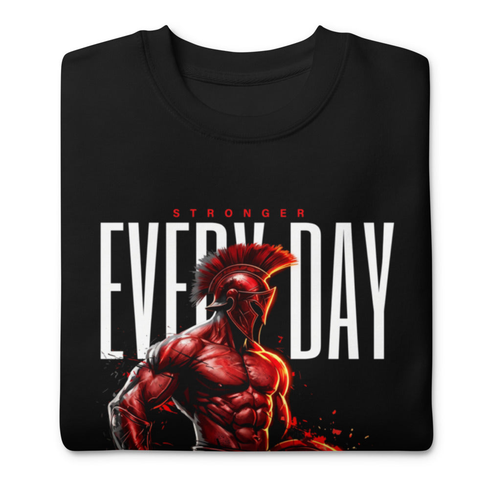 Spartan Strength en suéter de gym Gymbros — doblada mostrando el estampado