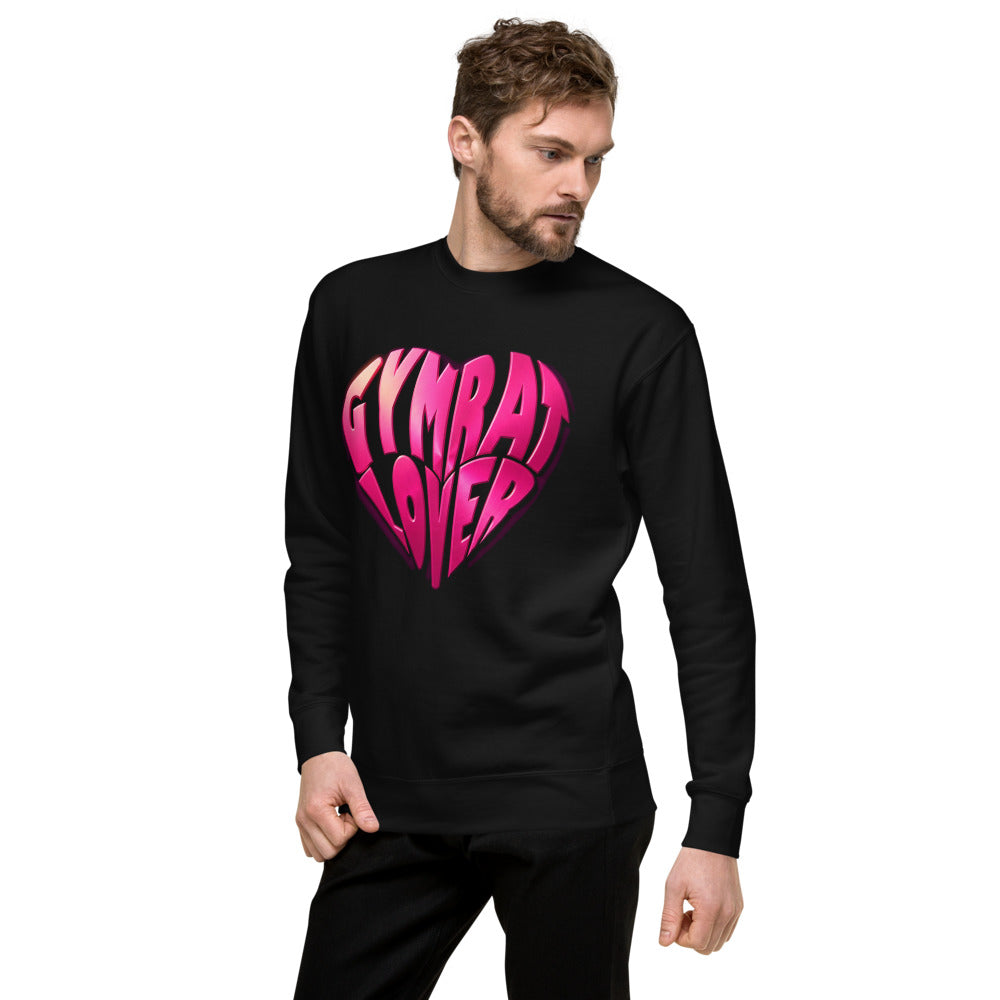 Suéter negro Gymrat Lover Heart Pink Typography lateral izquierdo