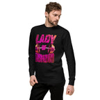 Suéter negro Lady Of Iron Barbell Typography lateral izquierdo