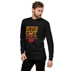Suéter negro Never Give Up Female Bodybuilder Deadlift lateral izquierdo