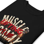 Suéter negro Muscle Mommy Lifting Club Circuit Text doblado zoom
