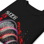 Suéter negro Size Matters Choose Wisely Gym Plates doblado zoom