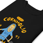 I Am Gym Legend en suéter de gym Gymbros — detalle del estampado en zoom