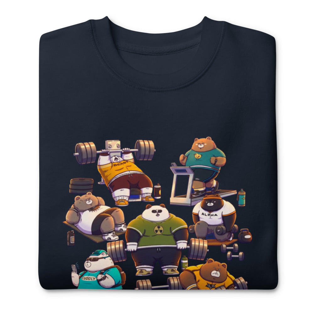 Gym Bears Club en suéter de gym Gymbros — doblada mostrando el estampado