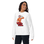 Flex Mode Santa en suéter de gym Gymbros — estilo de vida, modelo femenina