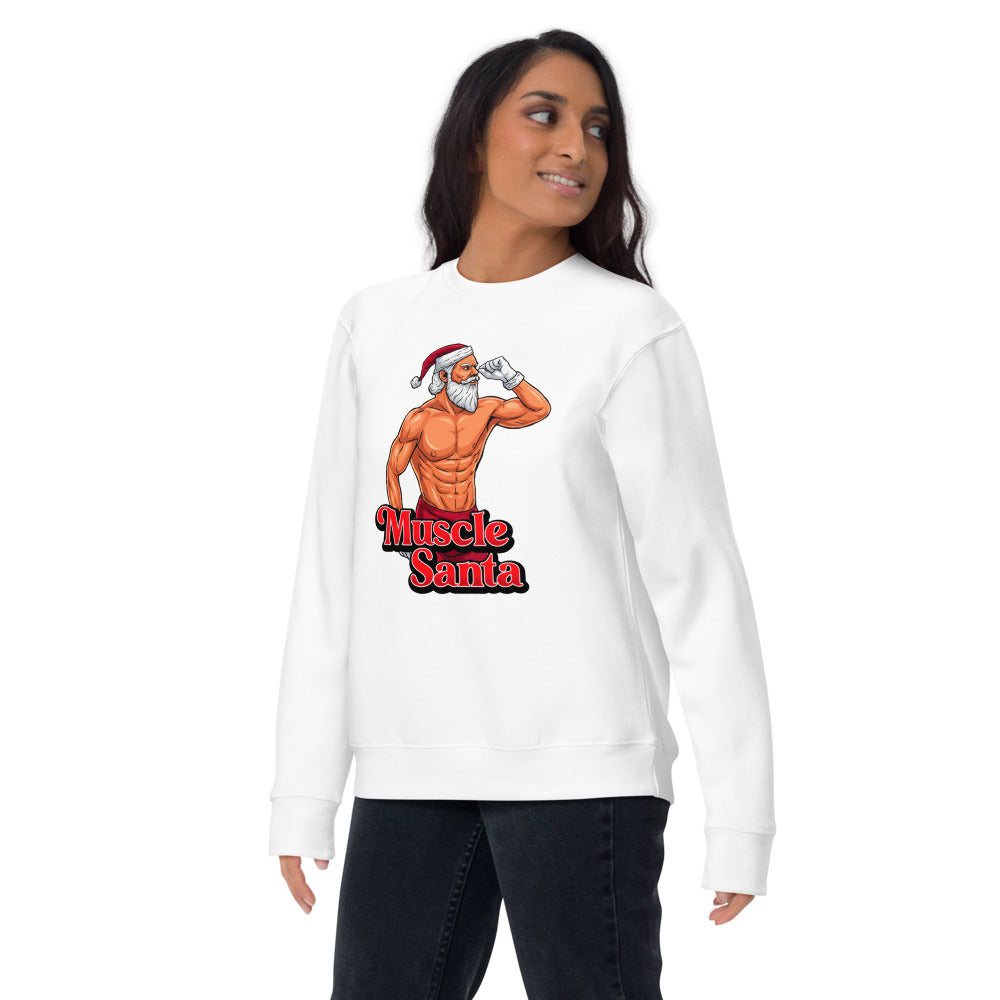 Flex Mode Santa en suéter de gym Gymbros — estilo de vida, modelo femenina