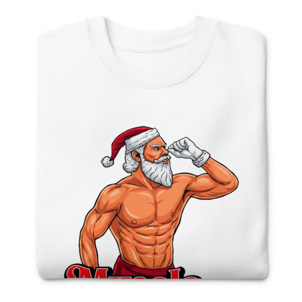 Flex Mode Santa en suéter de gym Gymbros — doblada mostrando el estampado