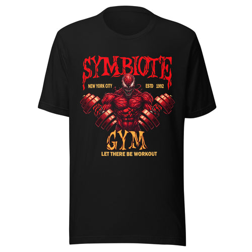 Carnage Symbiote Gym NYC en playera de gym Gymbros — diseño al frente