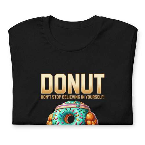 Donut Monster Train Hard Eat Sweet Gym en playera de gym Gymbros — doblada