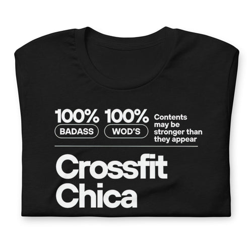 Crossfit Chica Nutrition Label en playera de gym Gymbros — doblada