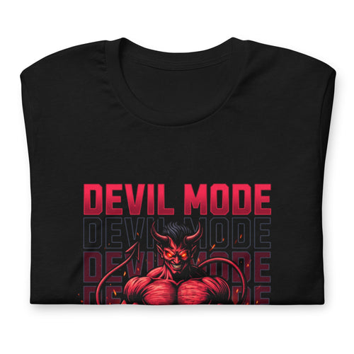 Devil Mode Gym Bodybuilder en playera de gym Gymbros — doblada