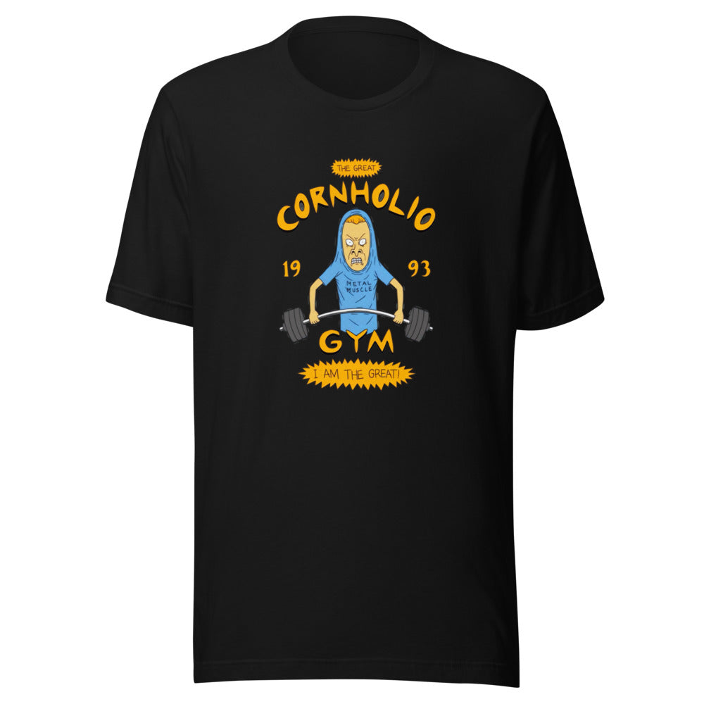 I Am Gym Legend en playera de gym Gymbros — diseño al frente en detalle