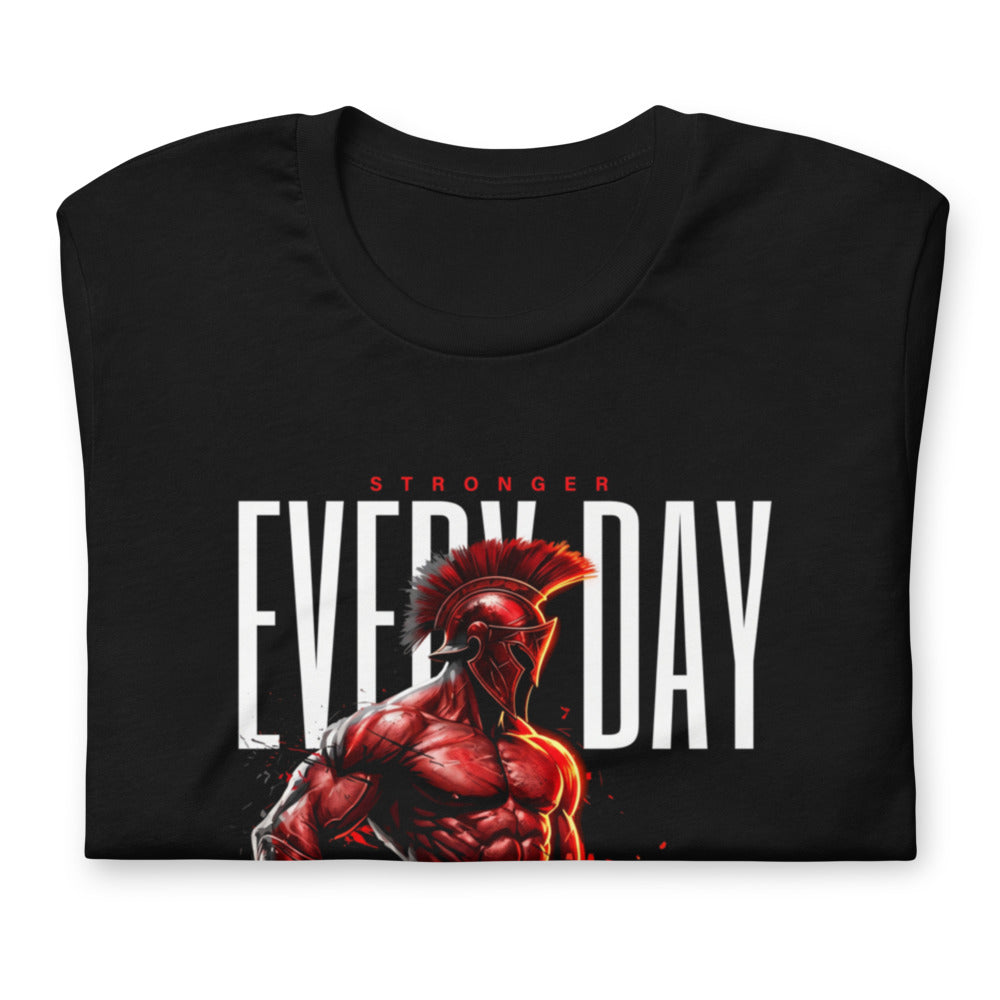 Spartan Strength en playera de gym Gymbros — doblada mostrando el estampado