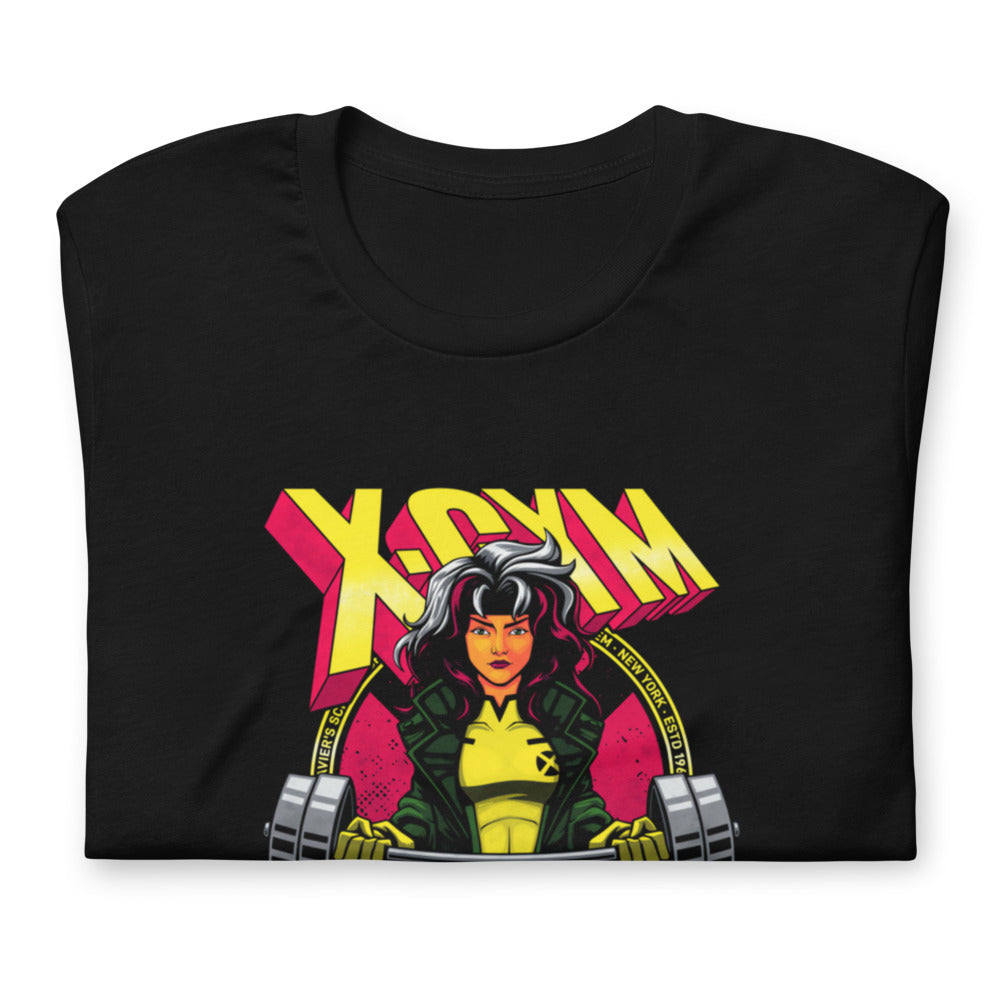 Rebel Squad en playera de gym Gymbros — doblada mostrando el estampado