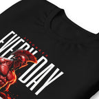 Spartan Strength en playera de gym Gymbros — detalle del estampado en zoom