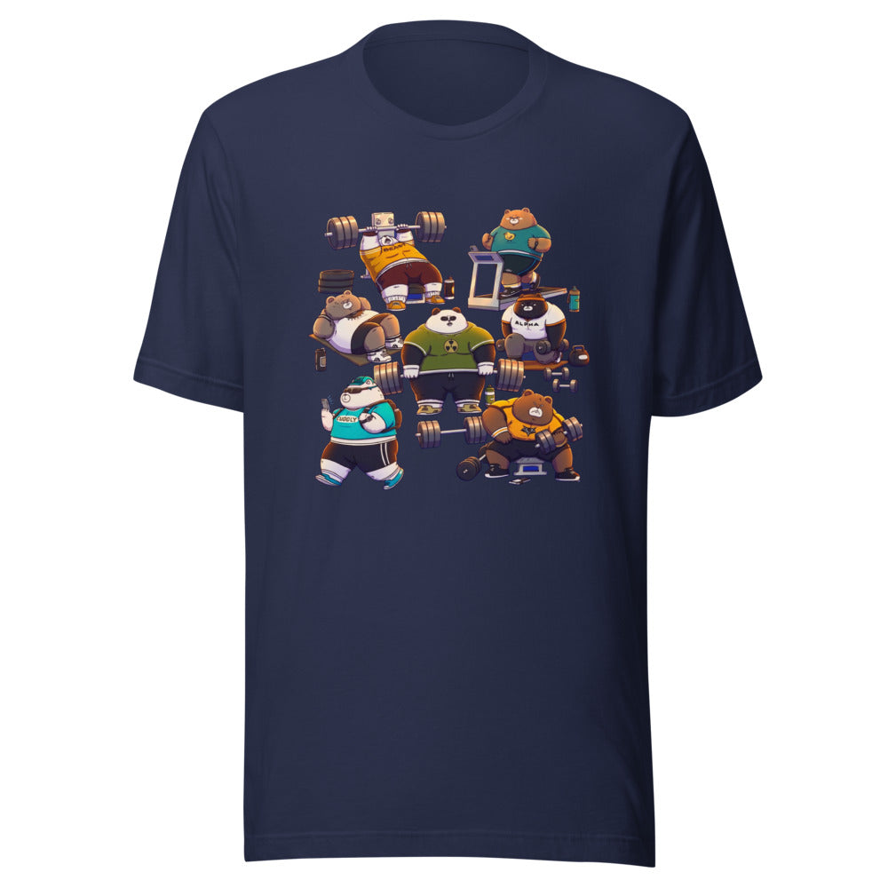 Gym Bears Club en playera de gym Gymbros — diseño al frente en detalle